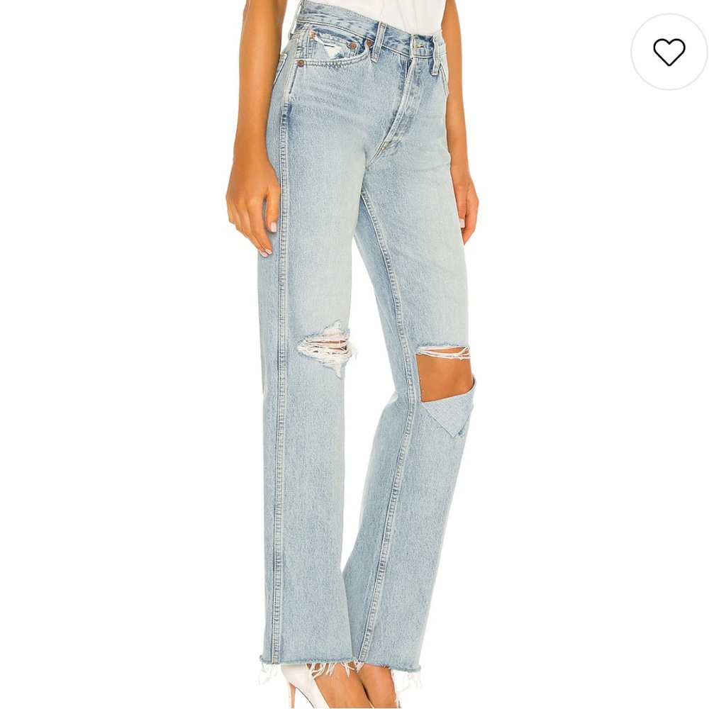 Re/Done Light Blue Distressed 90s high rise loose distressed Jeans - Picture 15 of 15